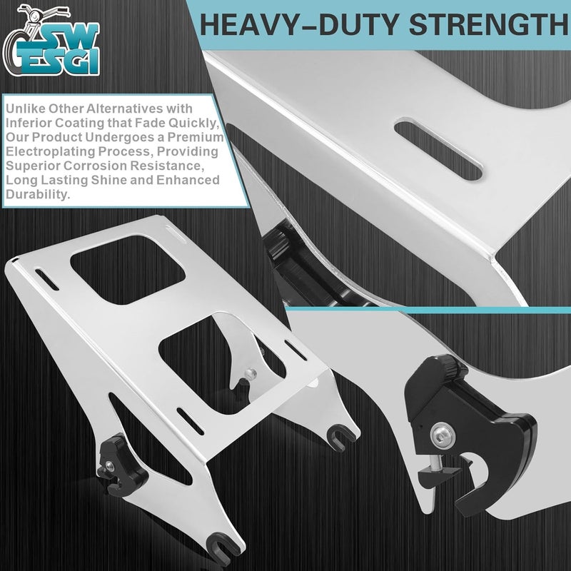 SWESGI Luggage Rack 4 Point Docking Hardware Kit for Harley Detachable Tour Trunk Kit Two-Up Mounting Rack Compatible with Touring Road King Street Glide Road Glide Electra Glide 2014-2025 (Chrome) - Image 2